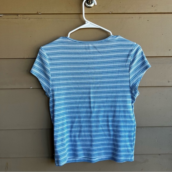 American Eagle Striped Short Sleeve Top - Size L - Classic Preppy - Picture 5 of 6